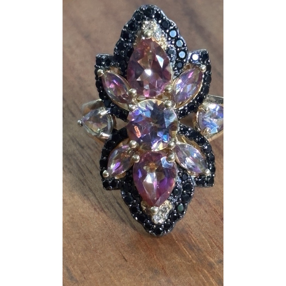DESIGNR DK 925 AMETHYST BLACK SPINEL STERLING RING Size 10